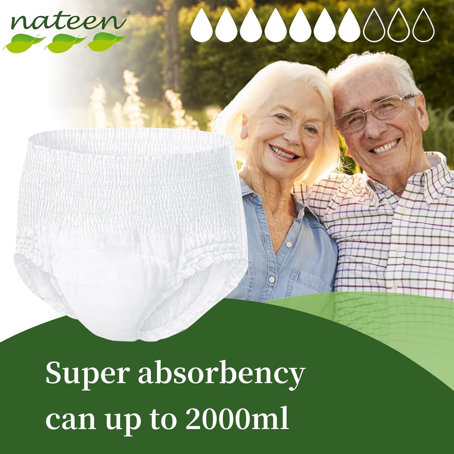 Super absorbency, up to 2 000 ml
